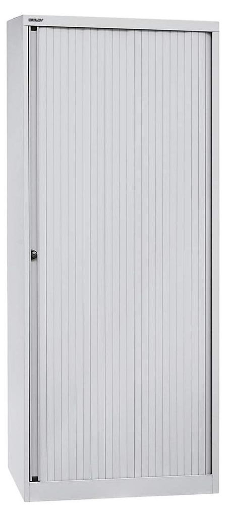 BISLEY Rollladenschrank EuroTambour, 4 Fachböden, 5 OH, Metall, Lg645 Rollladen/Korpus Lichtgrau, 43 x 80 x 198 cm