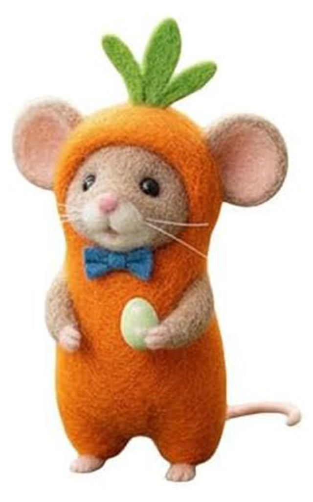 Nadelfilz-Maus, Oster-Mini-Maus-Ornamente, handgefertigte Wollmausfigur mit Osterei/Küken für Etageren, Tischdekoration, Frühlingsparty, Heim- u...