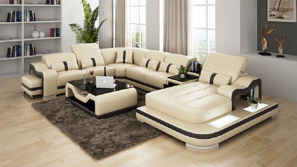 Wohnlandschaft Ecksofa U Form Polster Leder