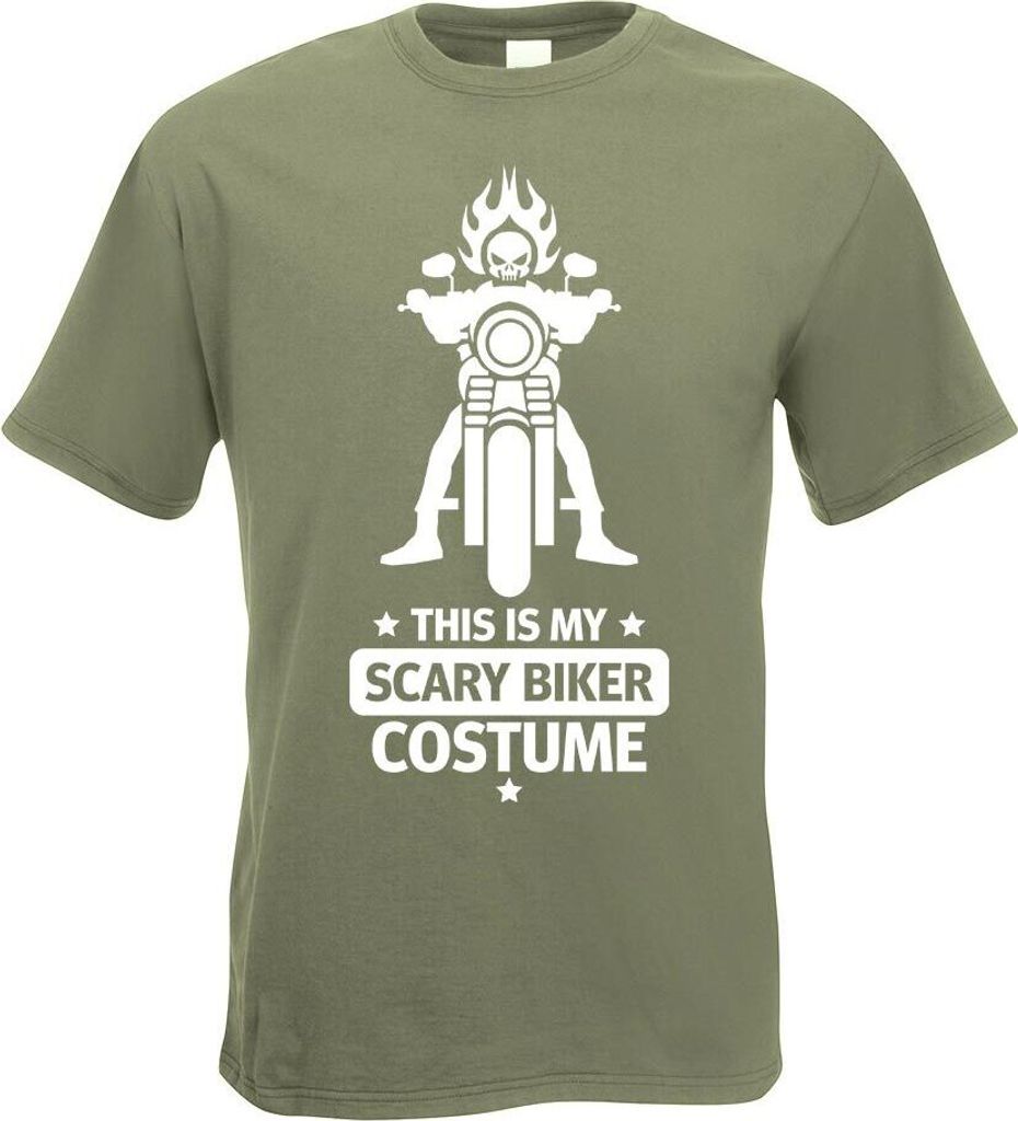 Kiwistar - T-Shirt - Olive - This is Scary Biker Costume Motiv Bedruckt Funshirt Design Print - mit Motiv Bedruckt - Funshirt Design - Sport - Frei...