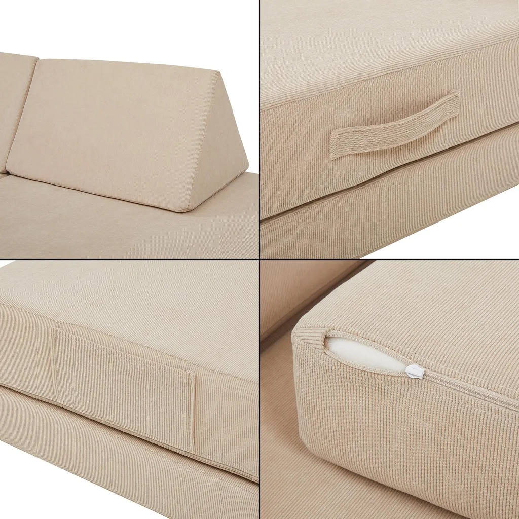Divano Montessori Norhulta 5 Pezzi: Arredo Gioco Modulare Cord Beige - 12