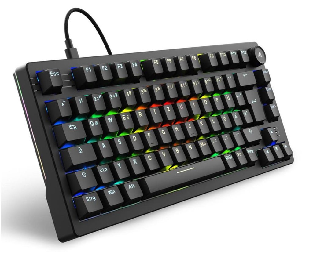 Sharkoon SGK25, 75%, Kabel, USB, QWERTZ, RGB LED, Černá Obrázek produktu 