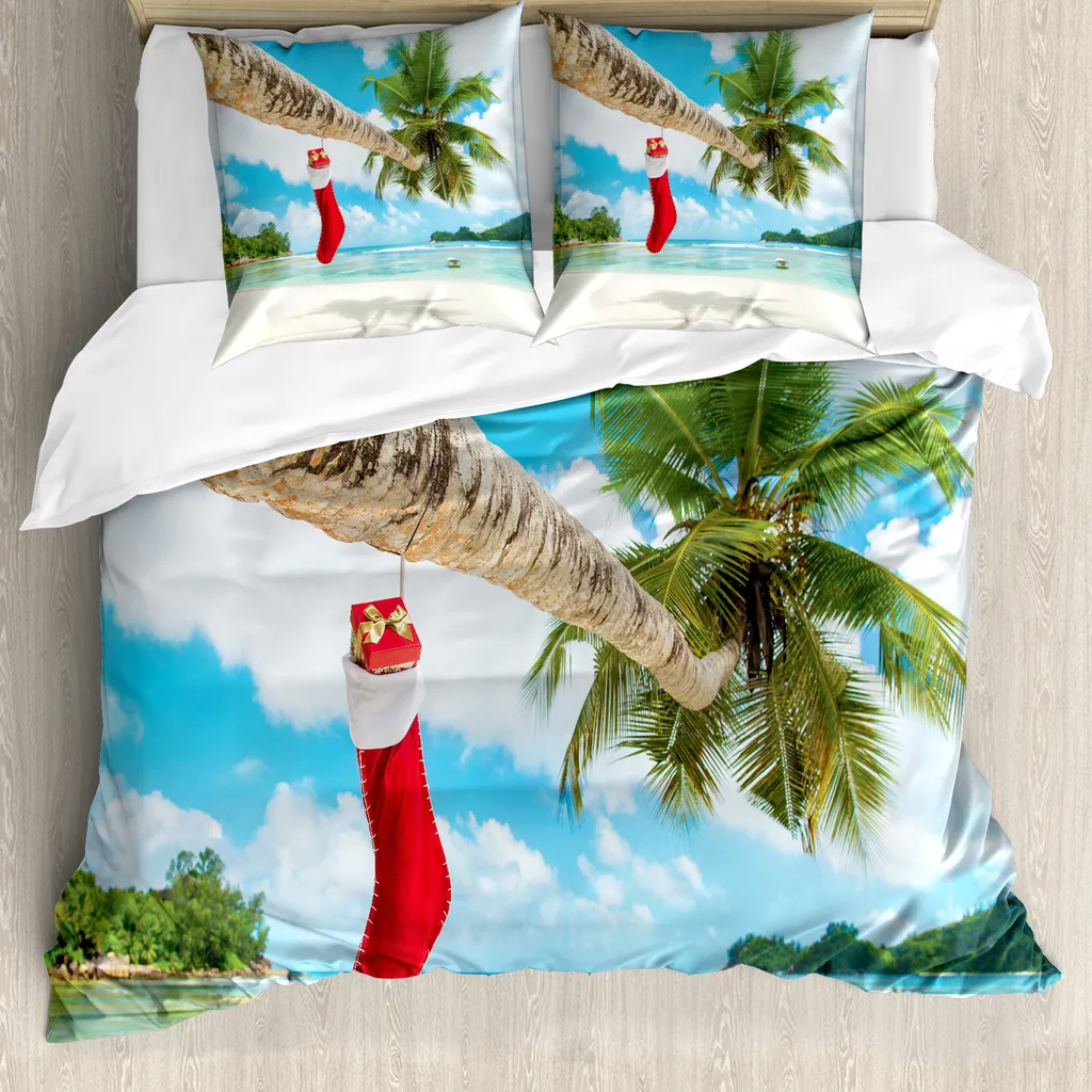 Set Copripiumino Antiacaro ABAKUHAUS 155x220 Natale Tropicale