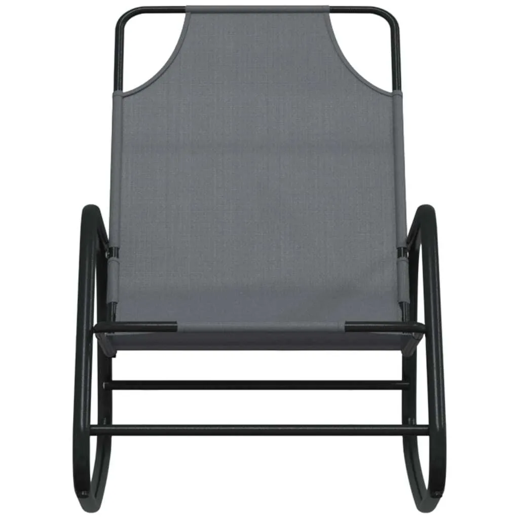 Bains de soleil à bascule gris en textilène et acier pour votre jardin - 4