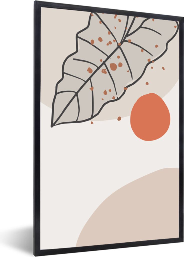 MuchoWow Gerahmtes Poster Sommer - Laub - Weiß - Orange 40x60 cm - Poster mit Schwarzem Bilderrahmen Wandposter Rahmen Foto Bilder - Papierdruck...