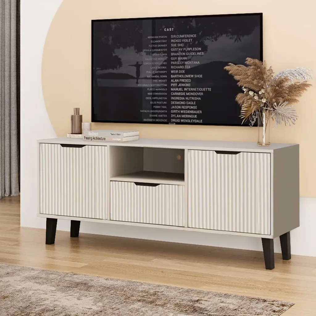 Banc TV suspendu bicolore SITIVE SLIM meuble de salon contemporain chic