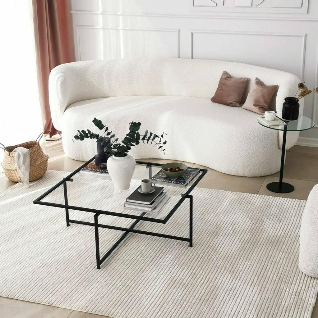 Table Basse Mascate Noire 85x85 cm - Surface Robuste Entretien Facile