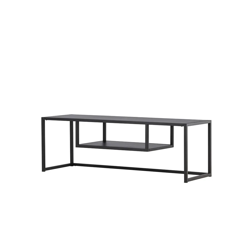 Meuble TV Riverside noir 1 étagère, rangez vos câbles et accessoires