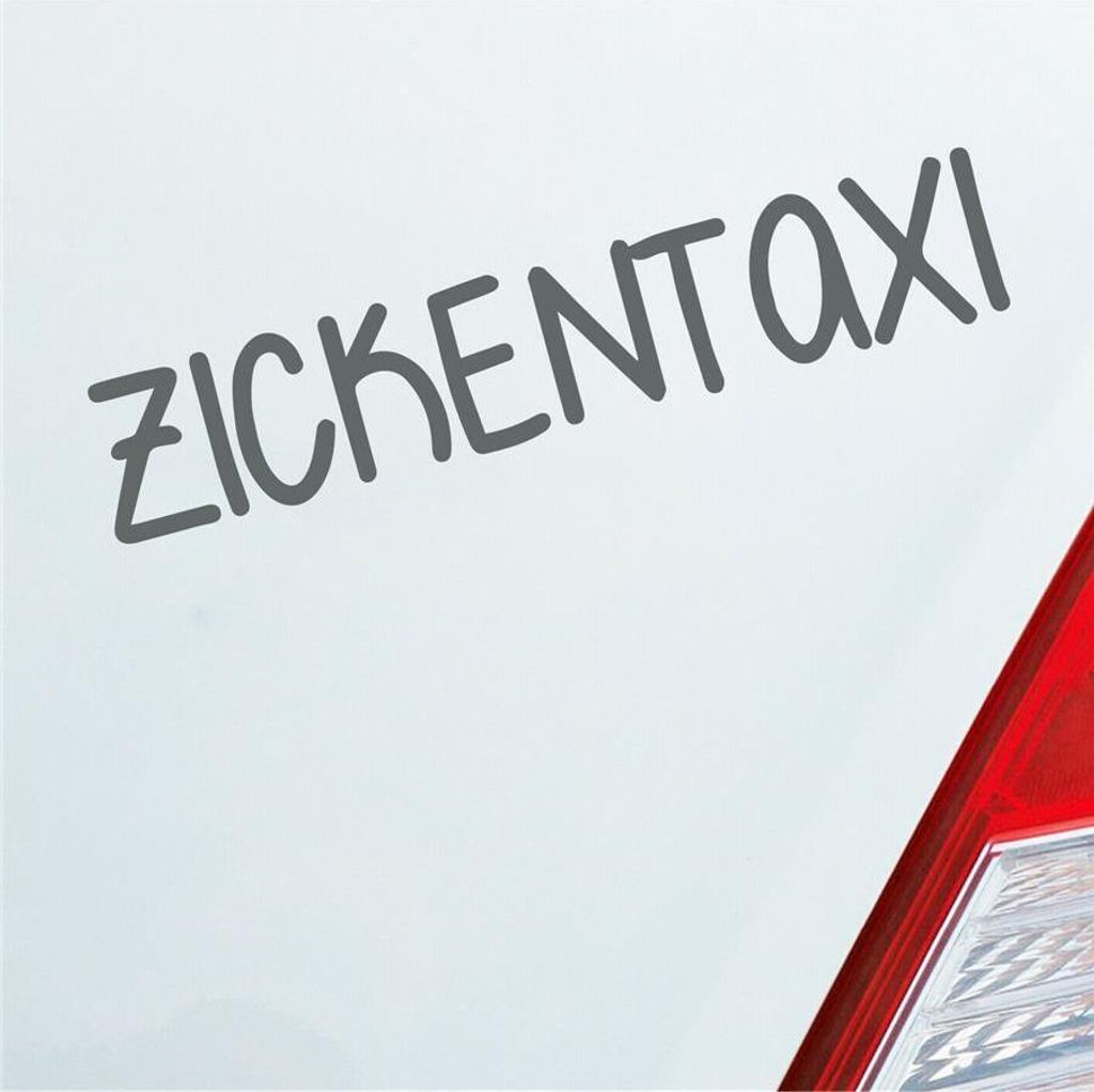 Auto Aufkleber Zickentaxi Mädels Lustig Tuning 19x4 cm Grau Sticker Heckscheibenaufkleber