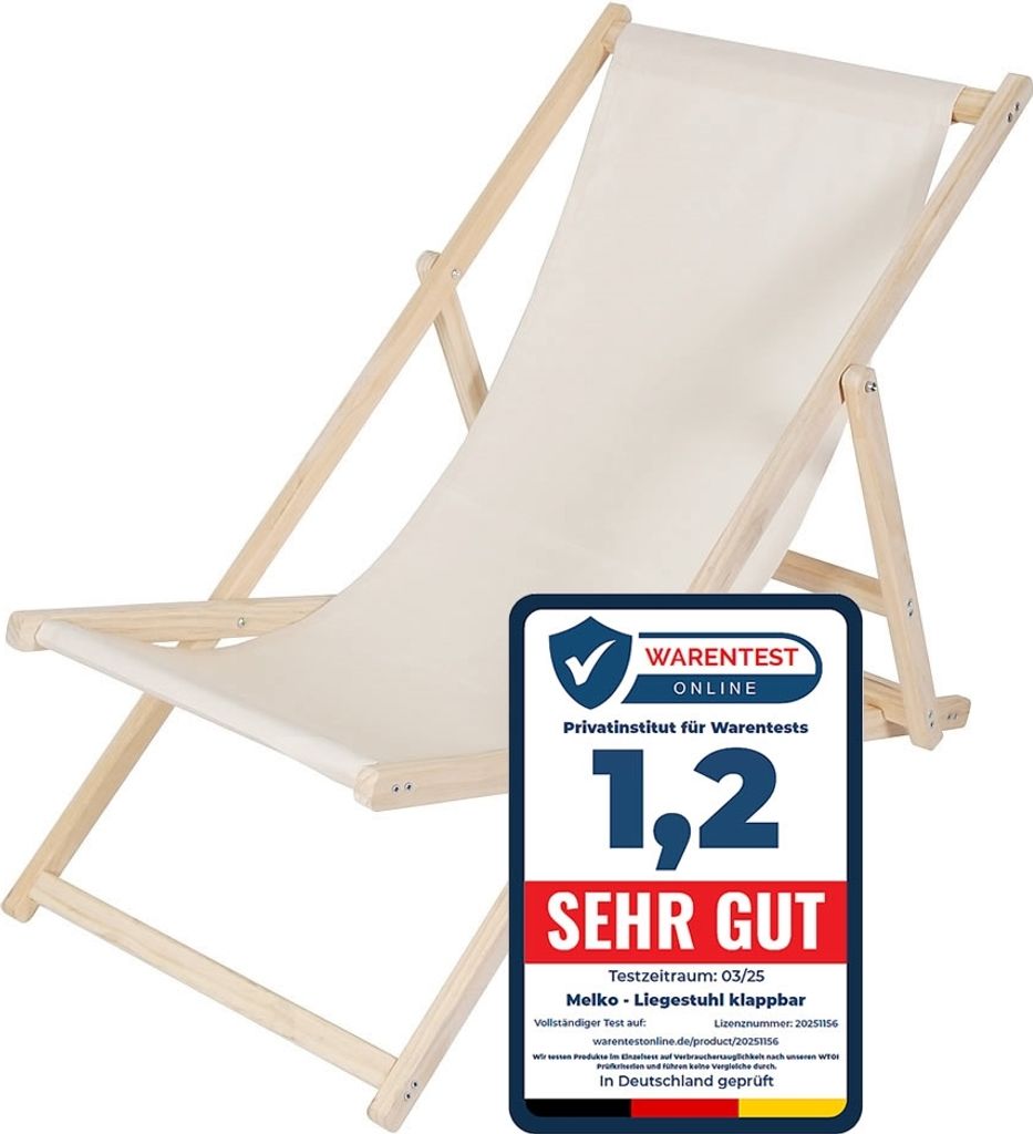 Chaise longue pliante Melko en bois pour jardin - Beige Image du produit 