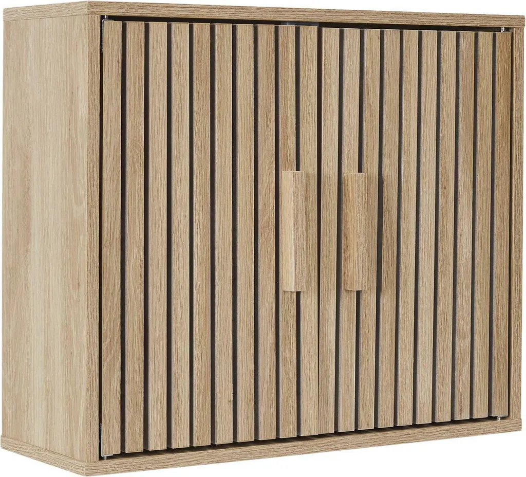 HowHomely Armoire Suspendue 60x20x50 cm Beige avec Façade à Lamelles