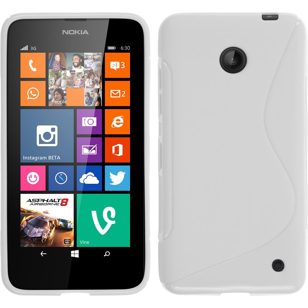 PhoneNatic Case kompatibel mit Nokia Lumia 630 - weiß Silikon Hülle S-Style + 2 Schutzfolien