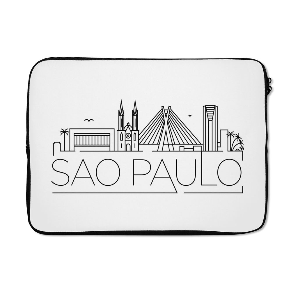 MuchoWow Laptop Hülle 13 Zoll Stadtbild "Sao Paulo" mit weißem Hintergrund Laptoptasche - Laptophülle - Sleeve - Rundumschutz