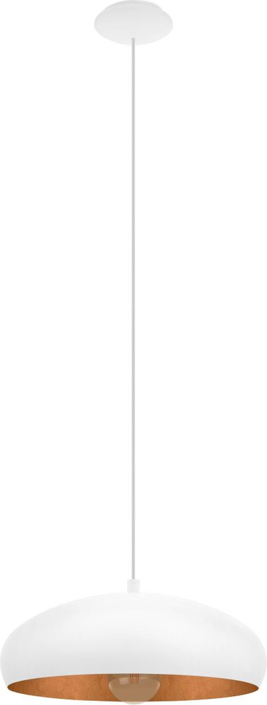 MOGANO 1 Hängeleuchte Hängelampe Pendellampe Pendelleuchte - H110 x Ø40 cm - weiß, kupfer - 1X60W exkl. - IP20