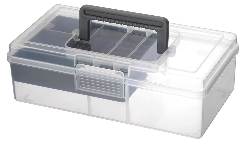 Angelzubehörbox transparente Aufbewahrung Kunststoff Gerätekoffer Organizer Mehrzweck Toolbox mit Tragegriff, herausnehmbare Paletten, wasserfest...