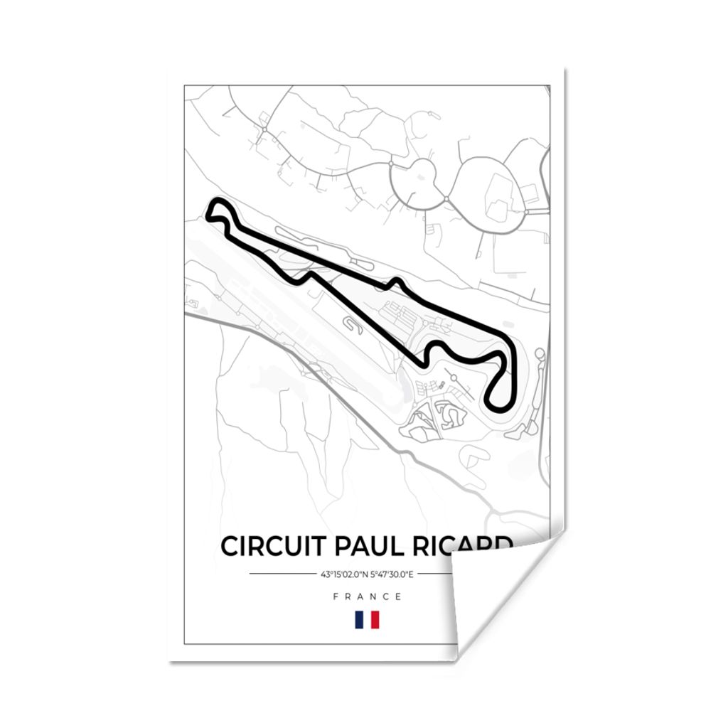 MuchoWow Poster Rennstrecke - F1 - Rennstrecke - Frankreich - Rennstrecke Paul Ricard - Weiß 80x120 cm - Papierdruck