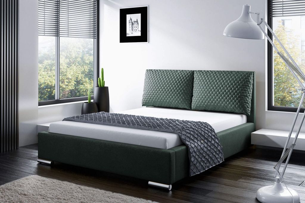 Praktisches Bett mit Kissen 120x200 DUBAI - grün
