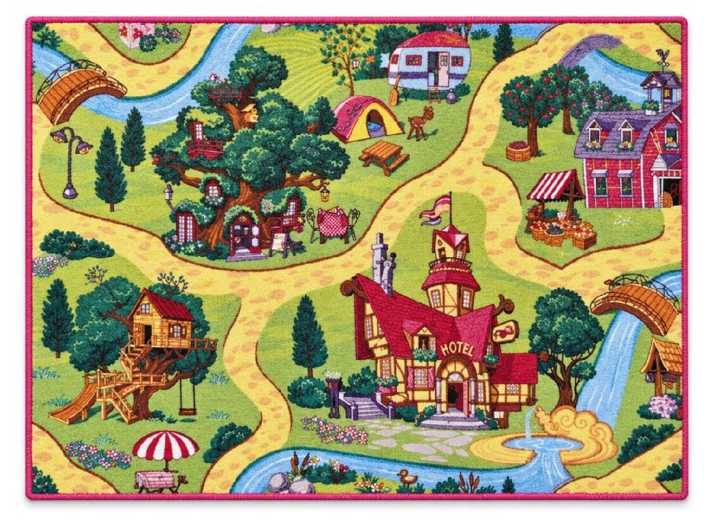 95x133 cm Kinderteppich Märchendorf Produktbild 