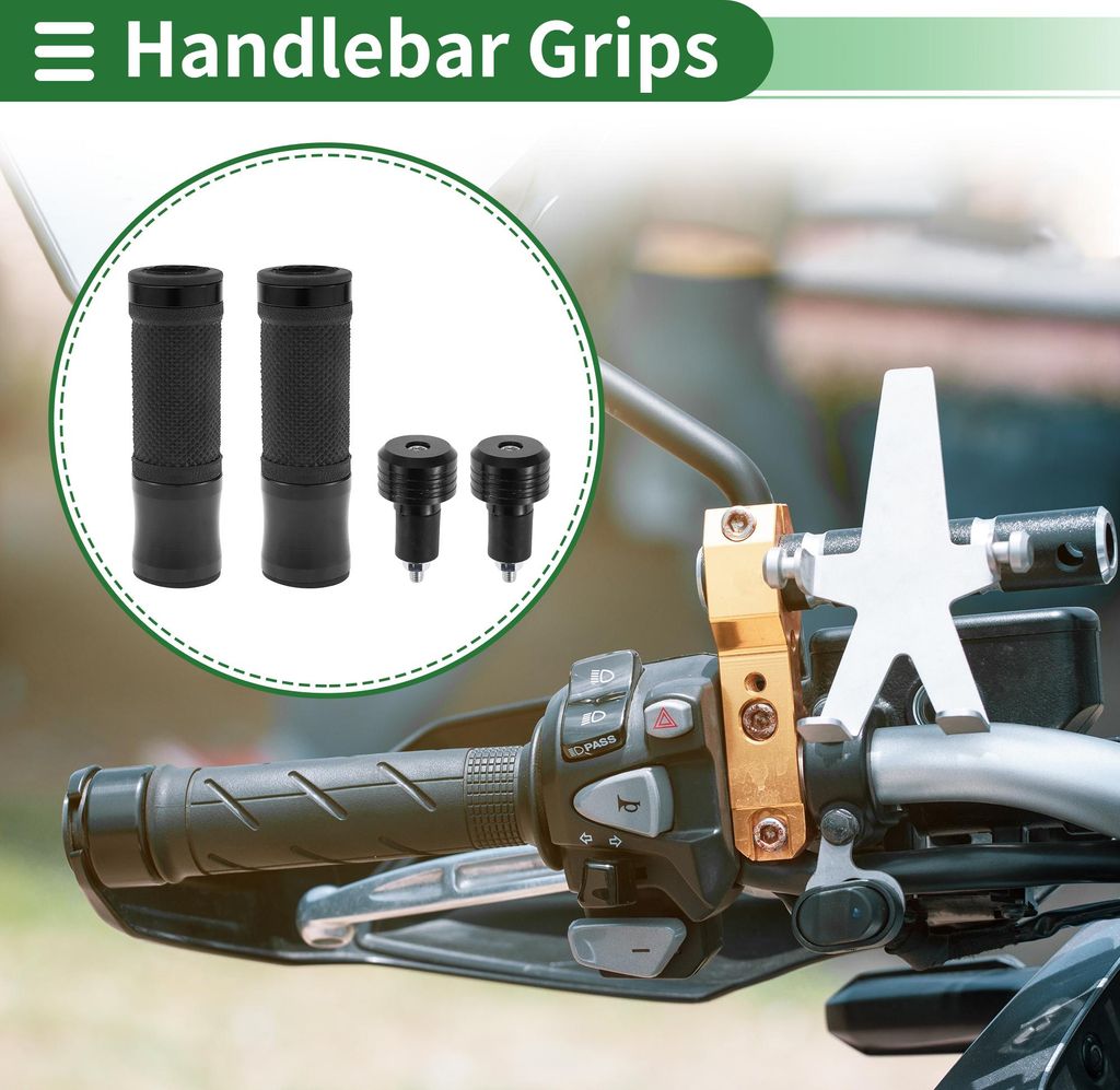 7/8" 22mm 15/16" 24mm Motorrad Lenkergriffe Abdeckung Kit Aluminiumlegierung Gummi Lenker Gasgriffe für Motorrad Roller Fahrrad ATV Schwarz 1 Satz
