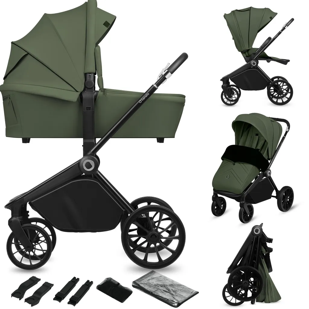 Poussette citadine Lionelo Mika Plus 2 en 1 verte pliable et légère