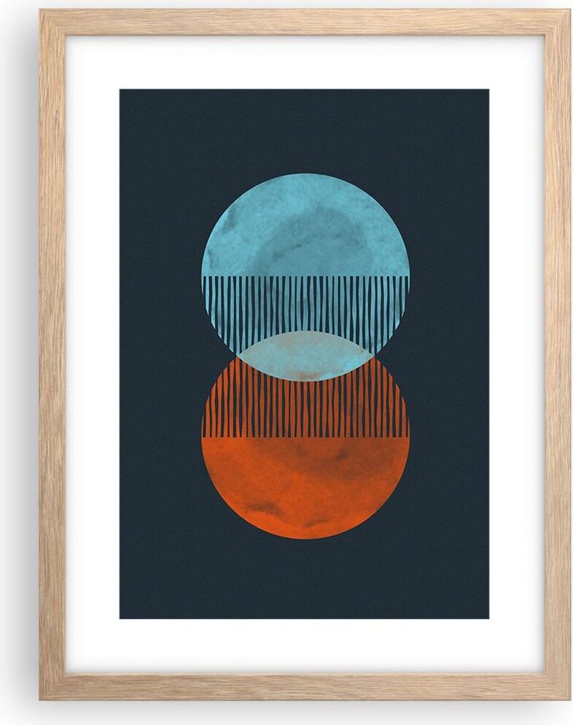 Gerahmtes Poster - Rahmen in heller Eiche - Geometrie Abstraktion Minimalismus - 30x40 cm - Wand Bild - Wanddeko - Wandbilder - Kunstposter - Wandp...