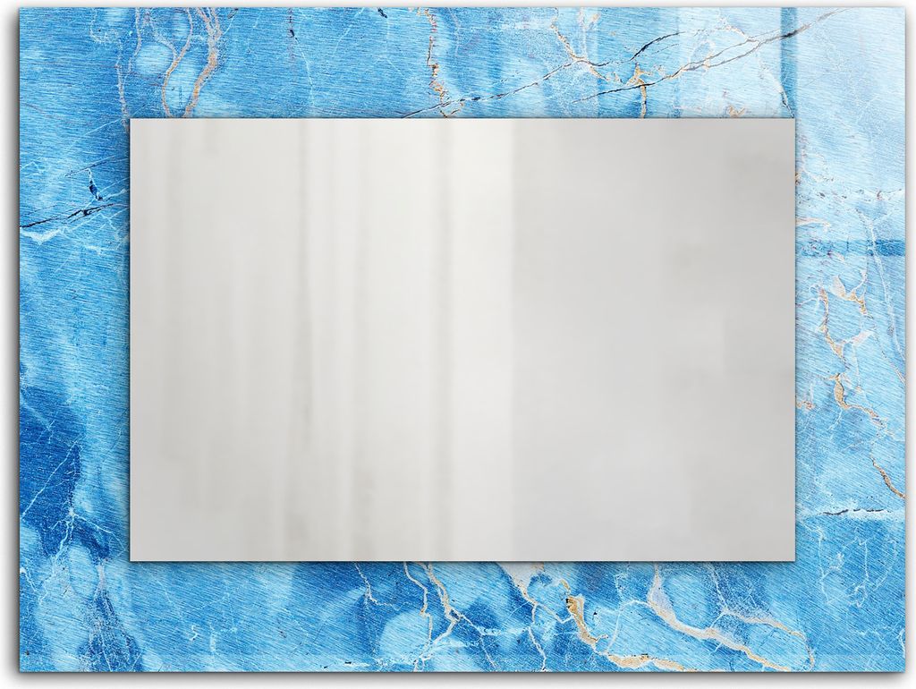 Blau marmoriertes Muster – Rechteckiger Spiegel mit Druck 80x60 cm – Modern - Dekorativ für die Wand