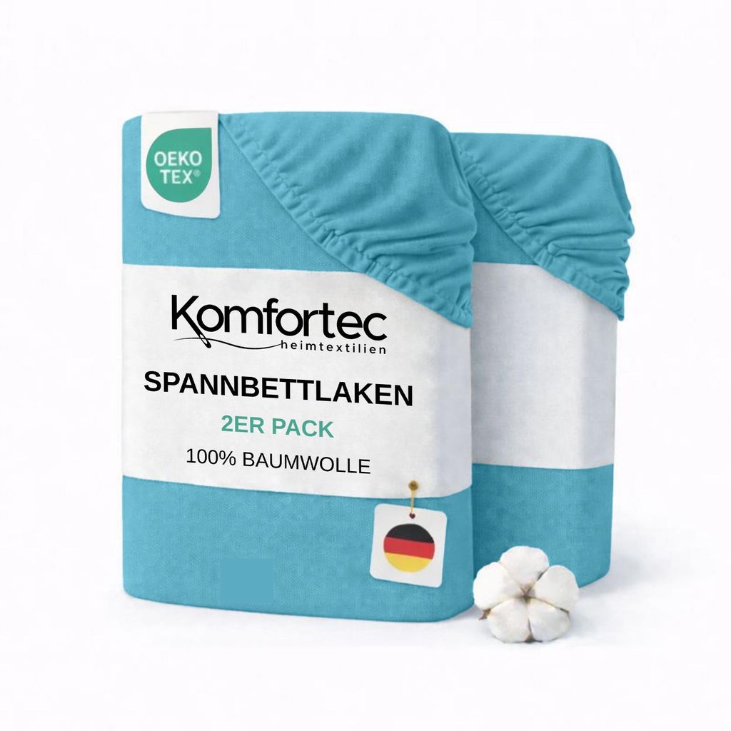 Komfortec 2er Pack Jersey Spannbettlaken 90x200 cm, 100% Produktbild 