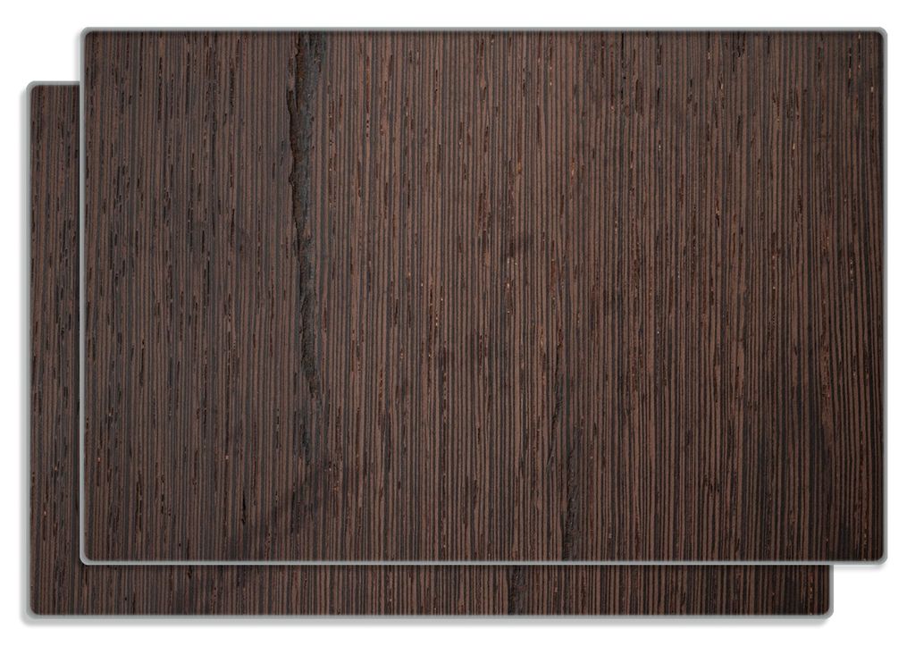 Wallario Frühstücksbrettchen 2er Set aus Glas, je 20 x 30 cm, mit rutschfesten Füßen, Motiv Holz-Optik Textur dunkelbraunes Holz