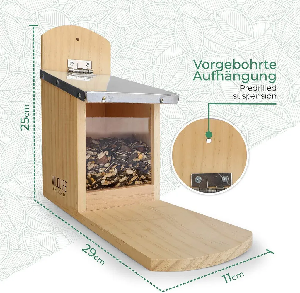 Station d'alimentation Écureuils Résistante avec Toit Protecteur 25cm - 6