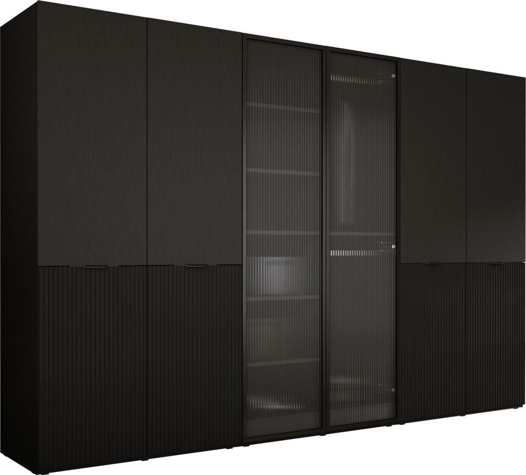 Kleiderschrank, Graphitschwarz / klares Glas, 3 x 100 x 200 x 51 cm