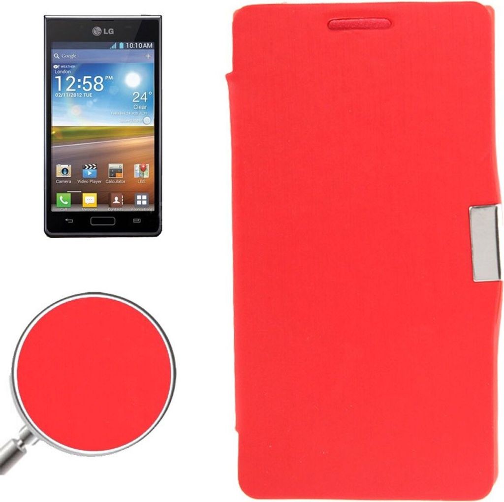 Handyhülle Tasche für LG Optimus L7 / P700 rot gebürstet