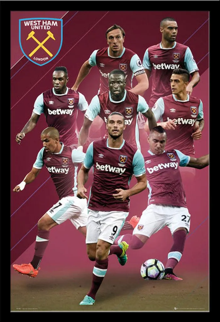 Poster West Ham 16/17 Cadre Shinsuke MDF Noir avec Vitre Acrylique