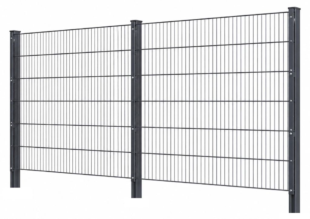 Doppelstabmattenzaun-Set 6/5/6 mit Abdeckleiste Produktbild 