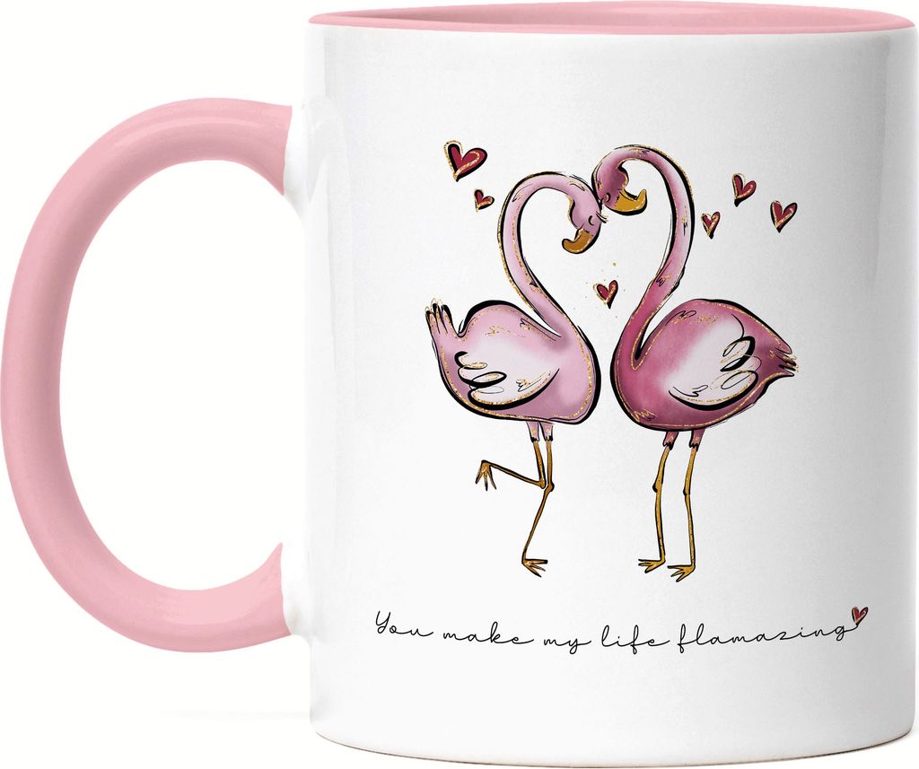 Flamingo Fan Tasse Rosa Valentinstag Freundin Freund Süß Produktbild 