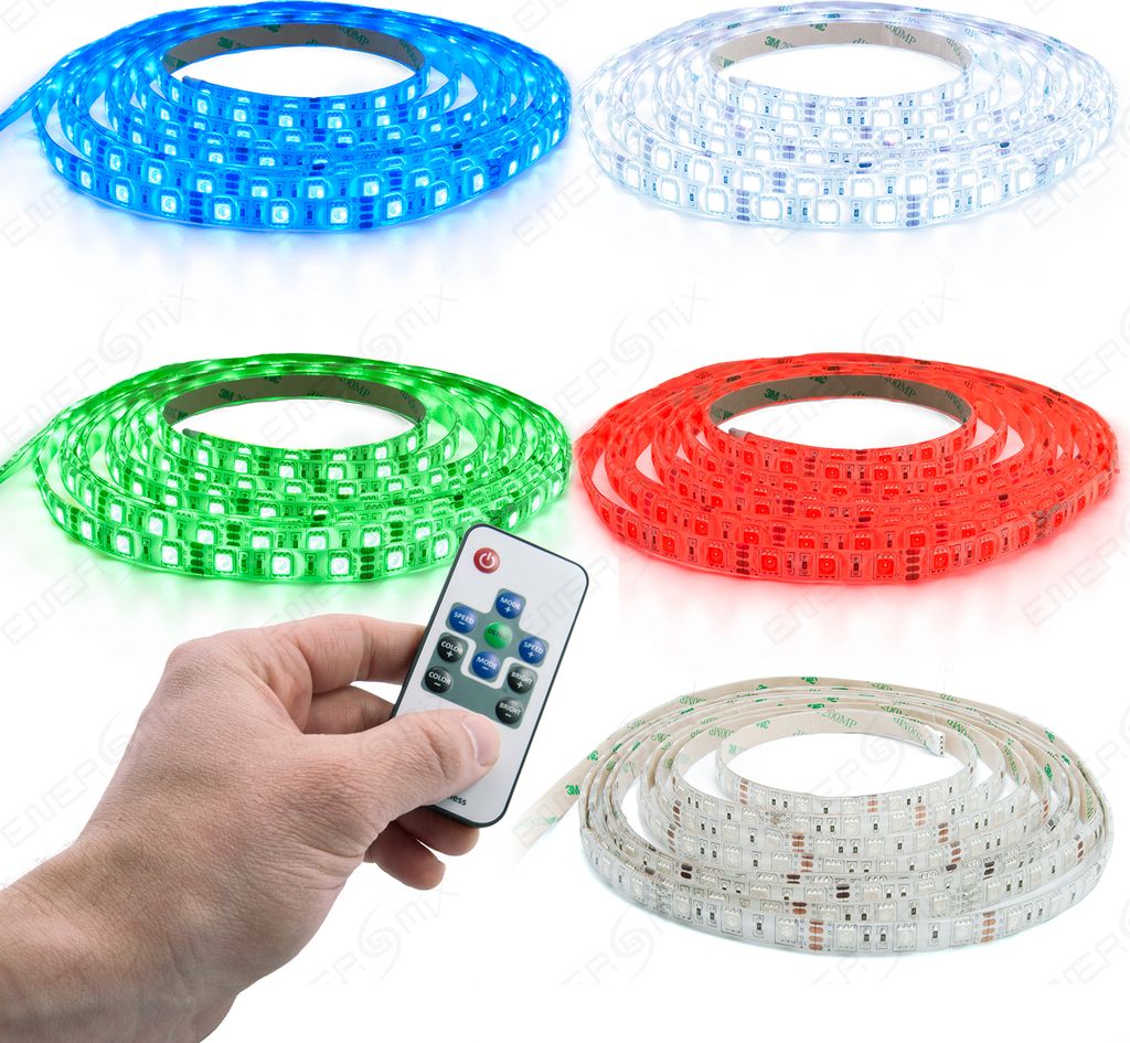 LED RGB Strip Streifen Set weiß - 60 LED pro Meter mit Mini Controller 7 Meter