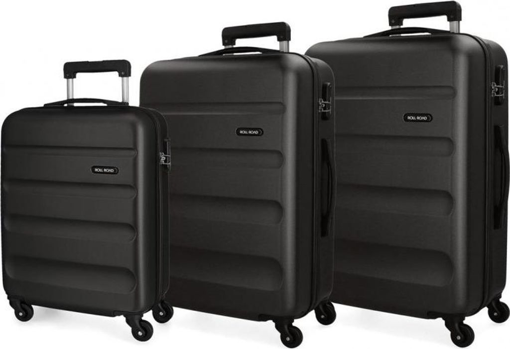 ROLL ROAD Flex Schwarz, ABS Reisekoffer-Set, 55-65-75cm, 5849460