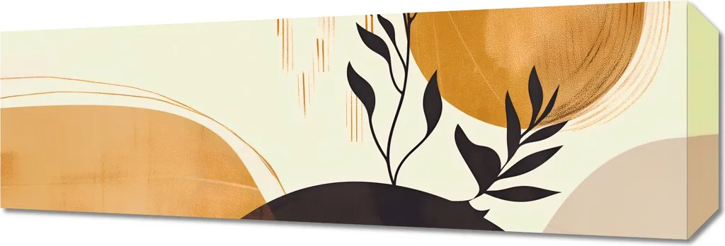 Tableau déco noir et doré 60x20cm, image de nature moderne