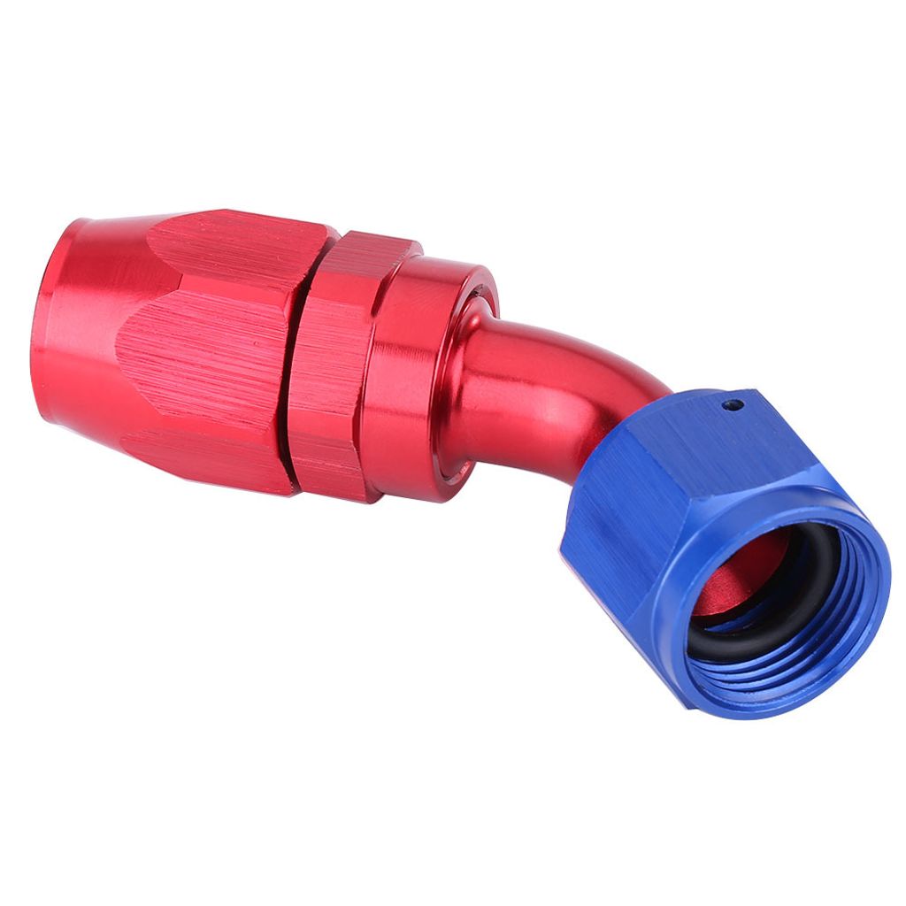 AN10 Kraftstoffleitungsschlauch-Enddrehgelenk Ölkühleradapter Blau und rot eloxiert 45°