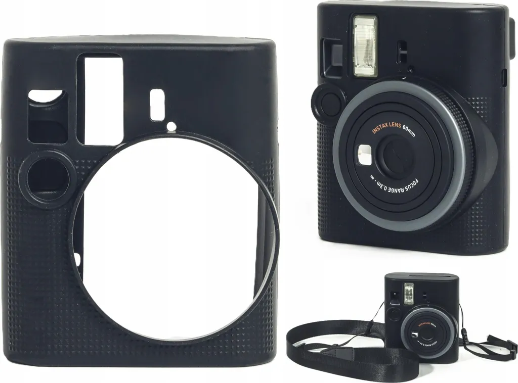 Housse Instax Mini 12 Silicone Noir Anti-Choc et Anti-Rayures Soft