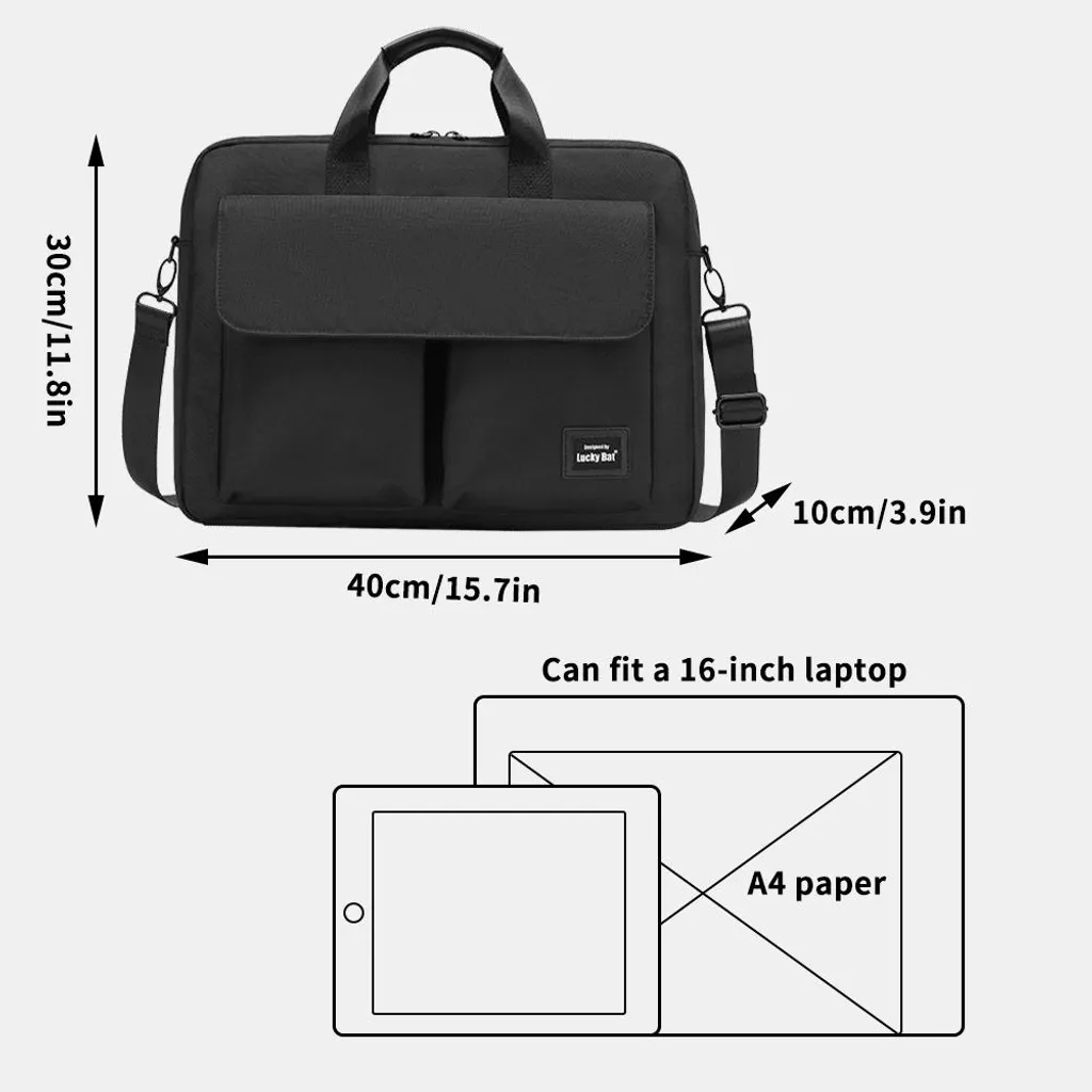 Sacoche Ordinateur Noire avec Sangle Ajustable et Poche de Sécurité - 2