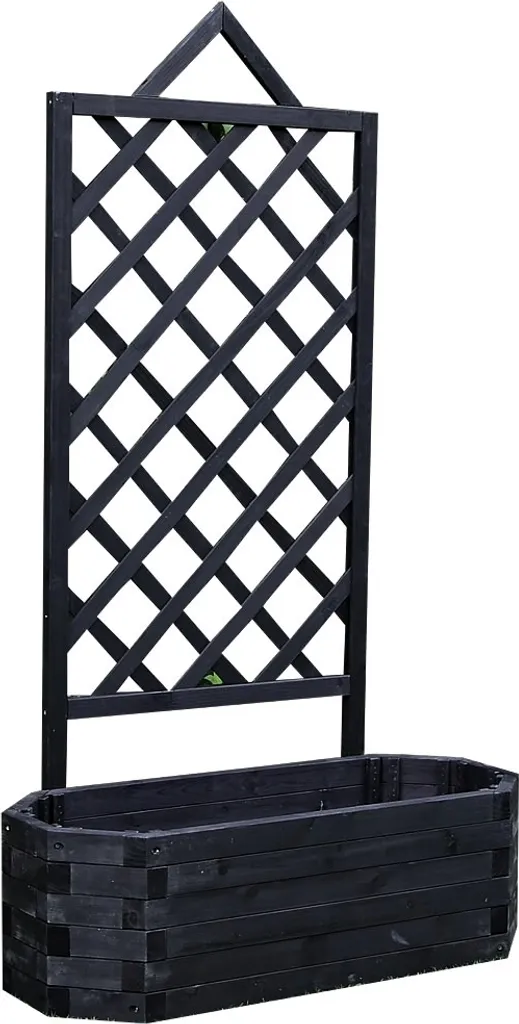 Bac à fleurs avec treillis noir - Idéal balcon et terrasse déco - 7