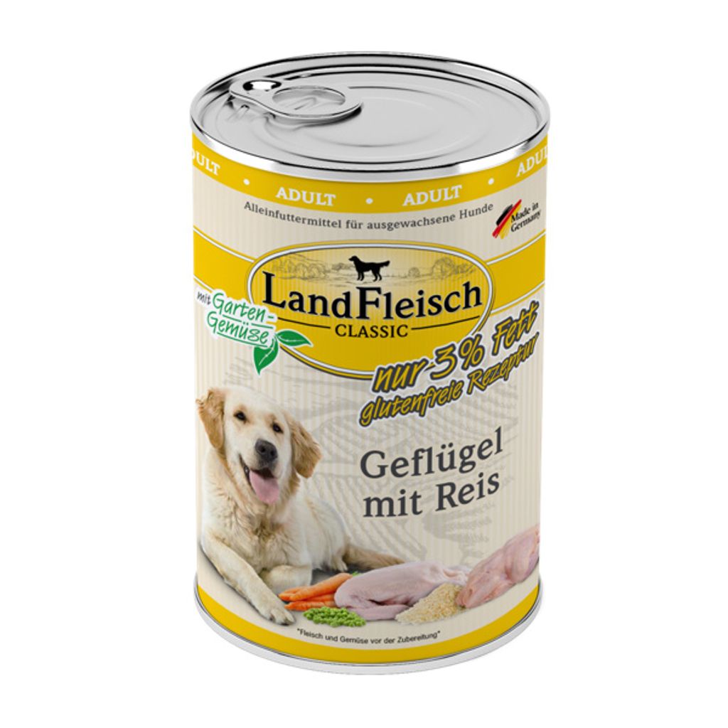 Landfleisch Pur Geflügel & Reis Nassfutter, extra mager - 6x800g