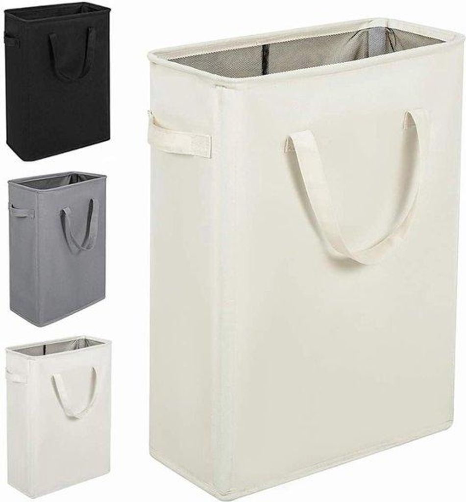 Klein opklapbare Wäschekorb mit Griffen - 45 Liter - Beige