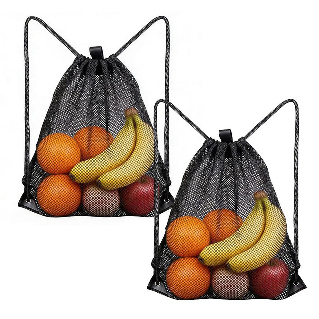 Netzbeutel 2er Set mit Kordelzug, Mesh Turnbeutel, Produktbild 