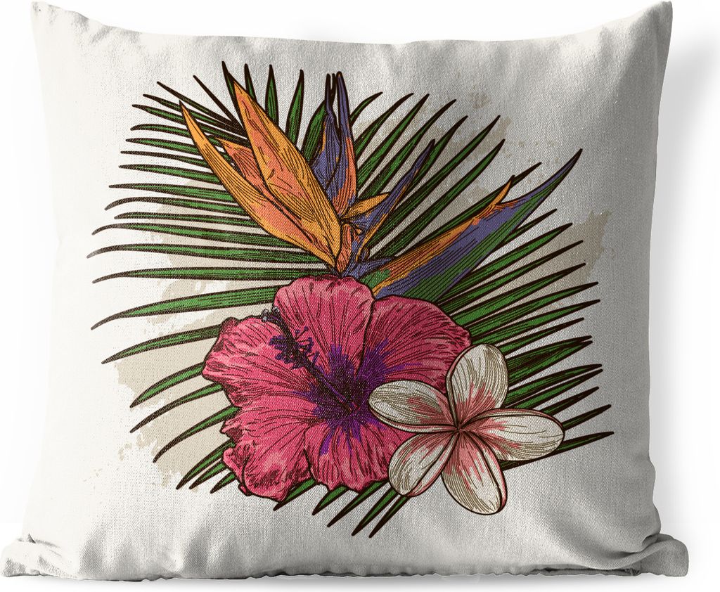 MuchoWow Outdoor Kissen - Blumen - Pastell - Tropisch - 40x40 cm - Wetterfest - Lounge Kissen - Kopfkissen - Interieur - Polster mit Bild