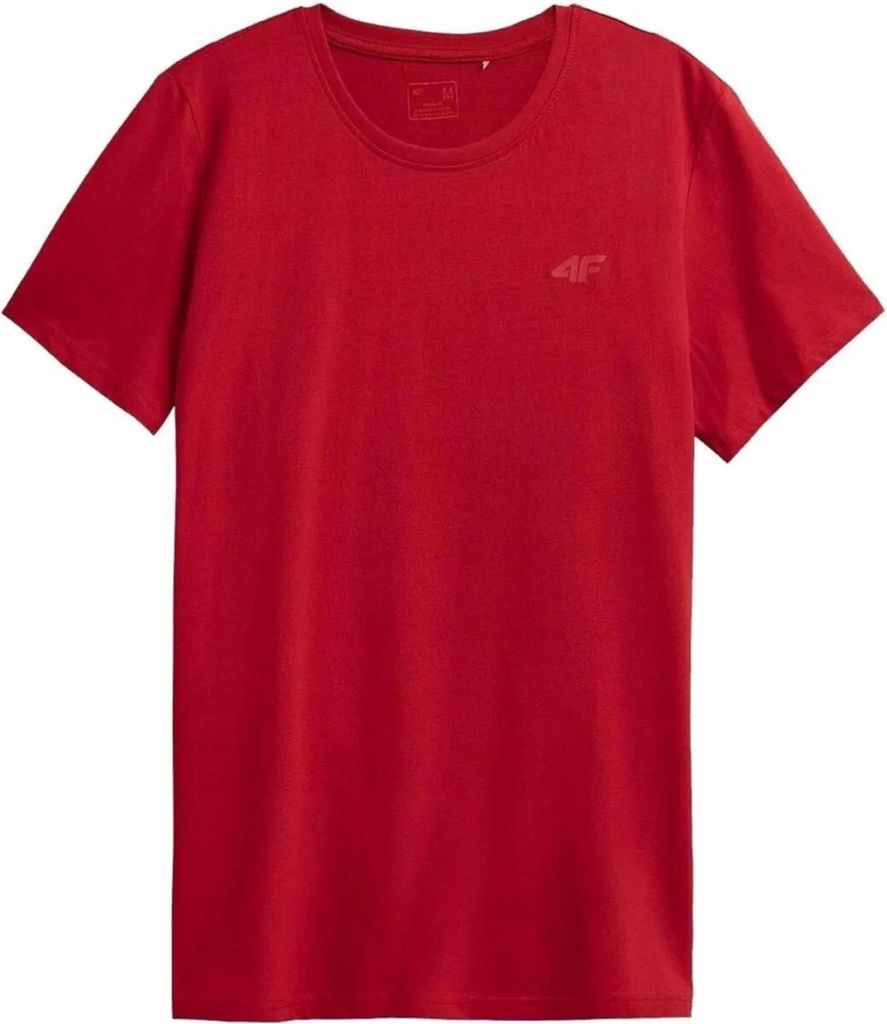 4F T-Shirt Herren Baumwolle Rundhalsausschnitt Freizeit Kurzarm Rot M