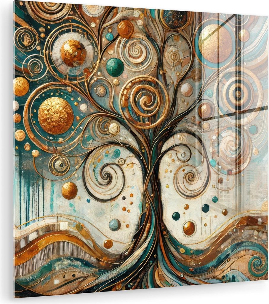 MuchoWow Glasbilder - Bilder auf Wandbild - Foto auf Glas Baum des Lebens - Baum - Abstrakt - Modern 40x40 cm Wanddekoration aus Glas - Acrylglasbi...