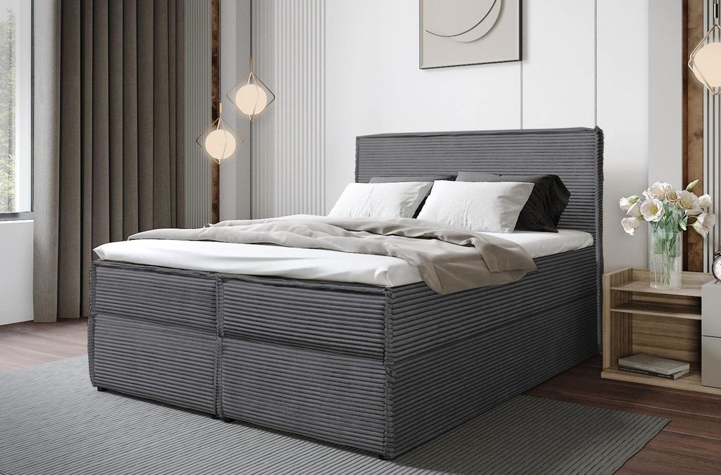 B&B Home Boxspringbett TiliaII 200x200 cm – mit Bettkasten