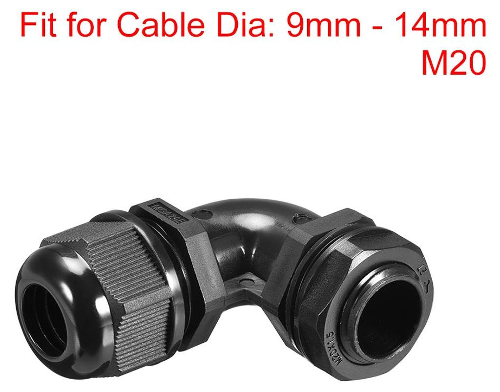 2 Stš¹ck M20 Kabelverschraubung, 90 Grad Wasserdichte Verbindung aus Nylon fš¹r 9mm-14mm Durchmesser Kabel Draht