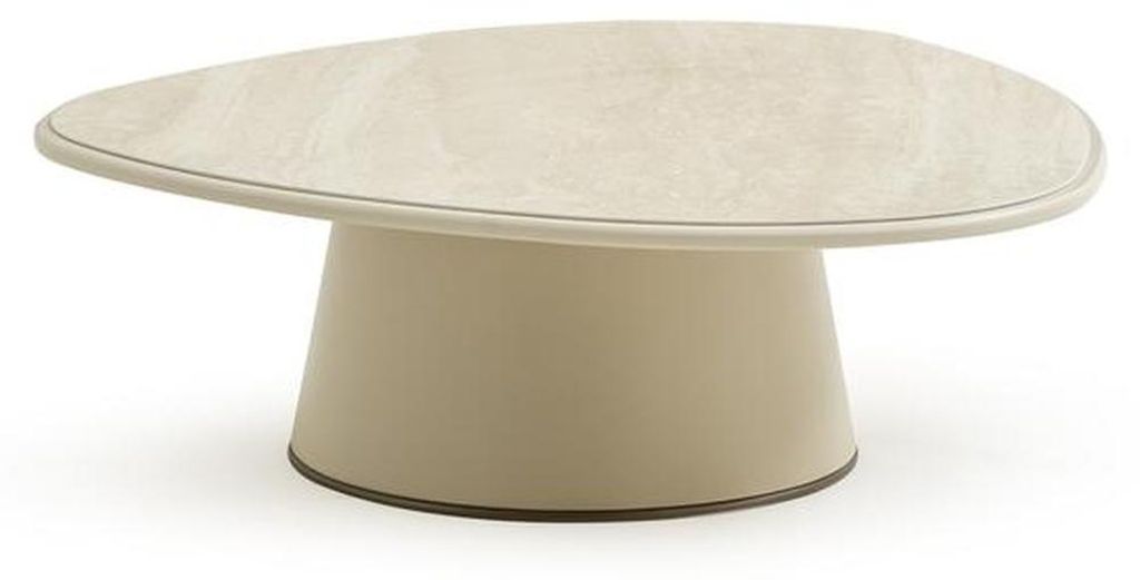 Ovales Dreieck Couchtisch Wohnzimmertisch Beistelltisch Kaffeetisch Beige